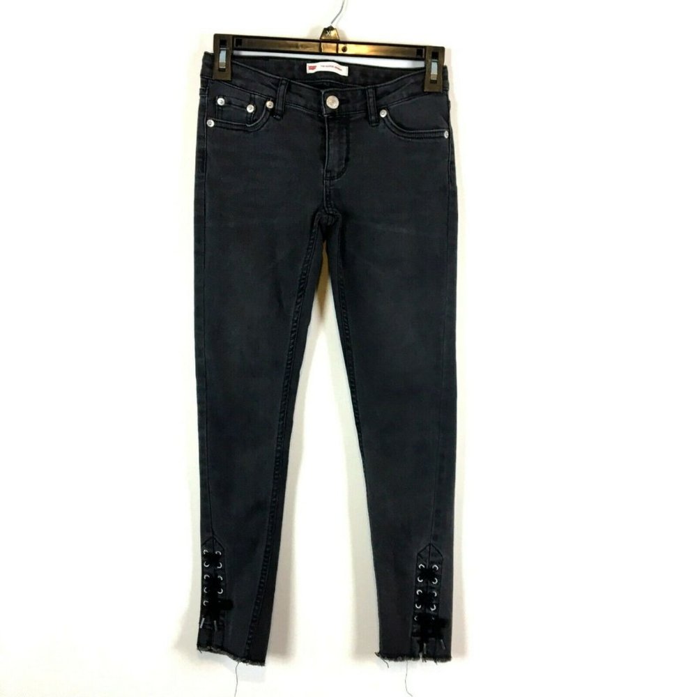 Levis 710 Super Skinny Girls Black Side Lace Jeans